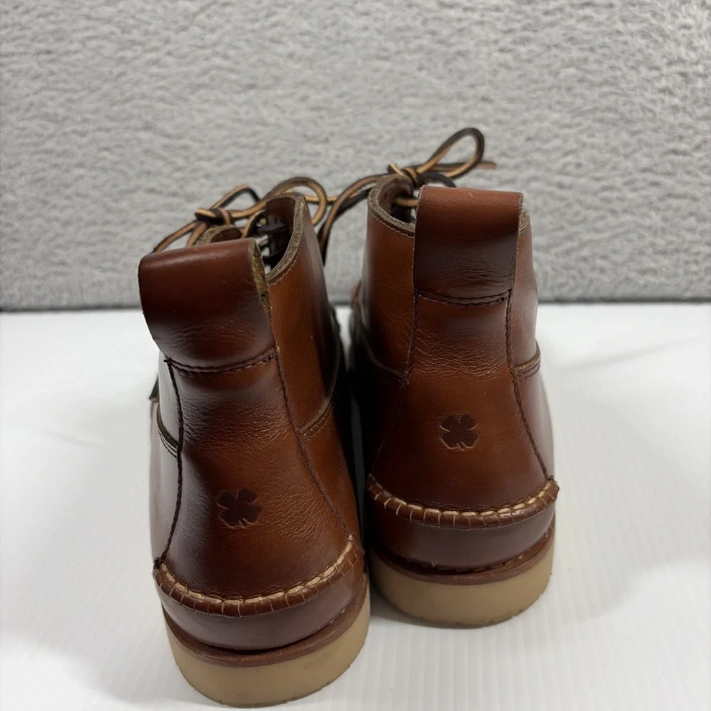 Lucky Brand Brown Leather Moc Toe Boots Mens 9.5 Brown Heritage Americana Retro